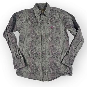 Ariat‎ Grey Long Sleeve Button Up Shirt Boy's Size 18